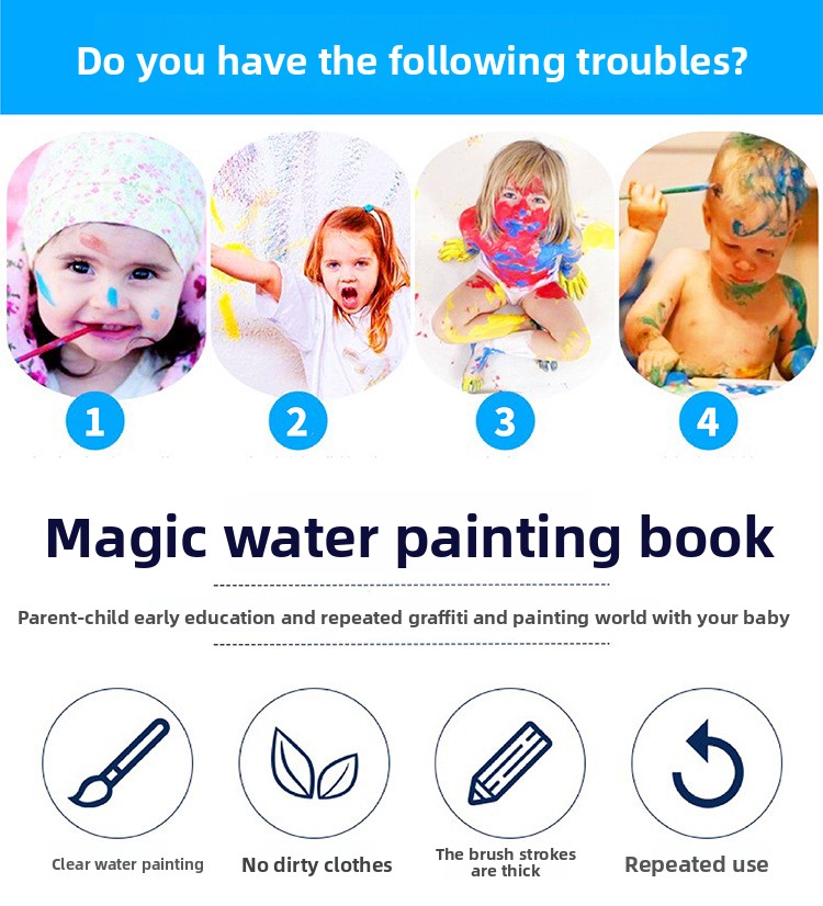 1 Book+1 Pen Reusable Magic Co - Reusable Water Magic Coloring Book 评论和价格